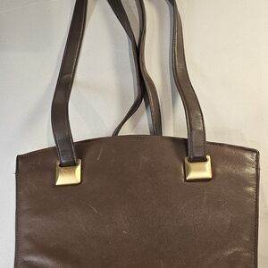 Studio Imports Vintage 90s Brown Vegan Leather Structured Shoulder Bag- Minimal